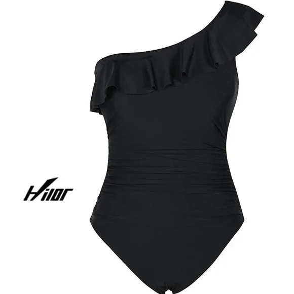 HILOR One Shoulder Asymmetric Ruffle Swimsuit   NEW WITH TAGS! - Picture 5 of 16